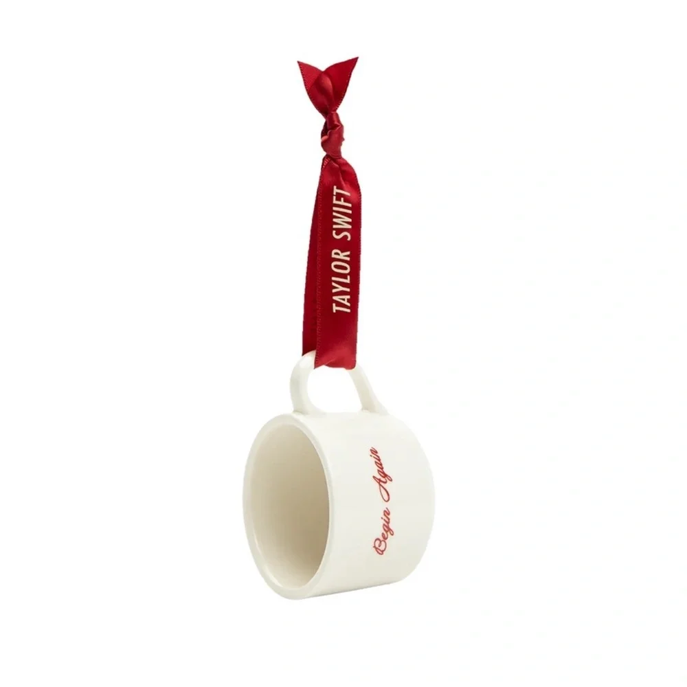 Taylor Swift Christmas Tree Ornament Begin Again Teacup Red Tea Cup Mug Swiftmas - Picture 2 of 7